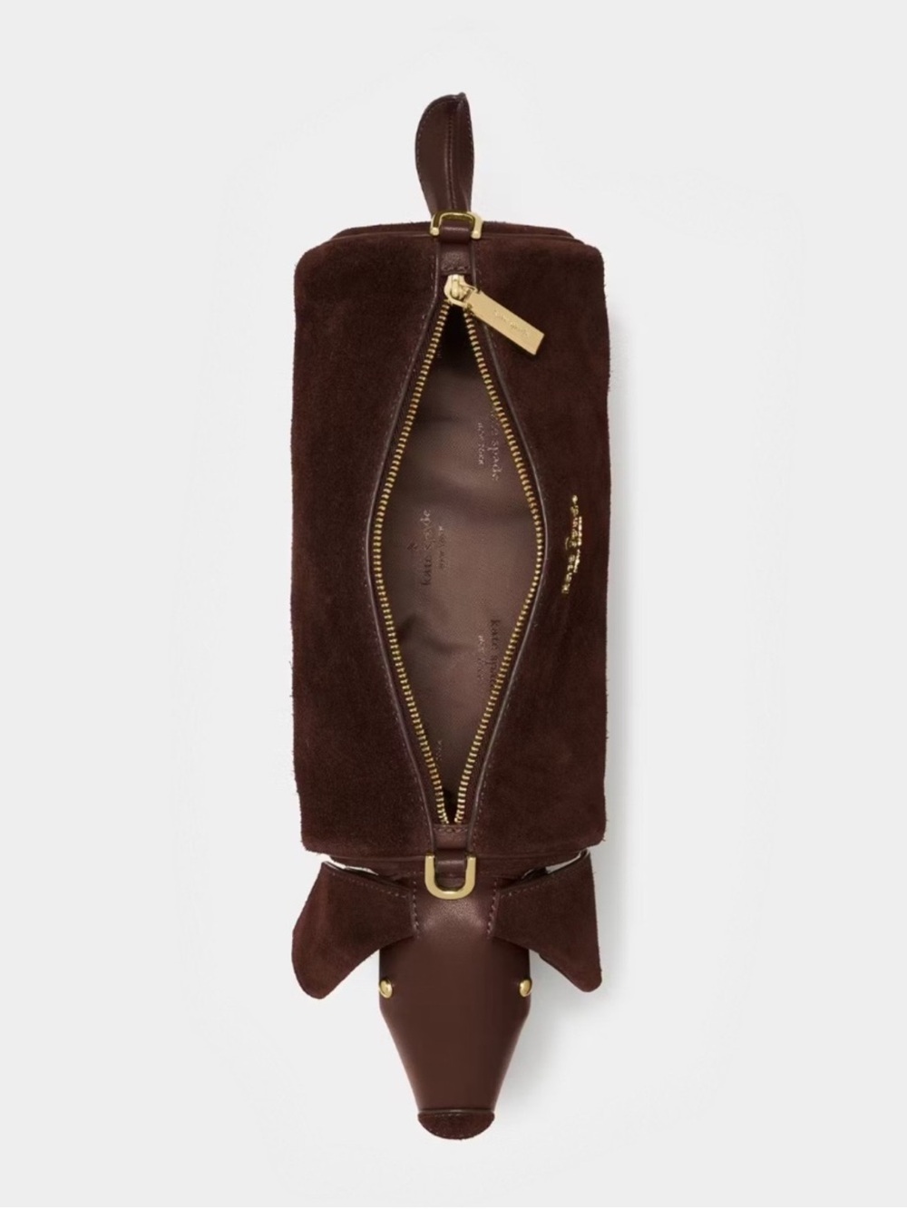Kate Spade Charlie Dachshund Dog Suede Crossbody Bag Brown - Picture 4 of 5